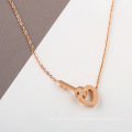 Benutzerdefinierte IP Plating Rose Gold Muttertag Geschenk Edelstahl Herz Halskette